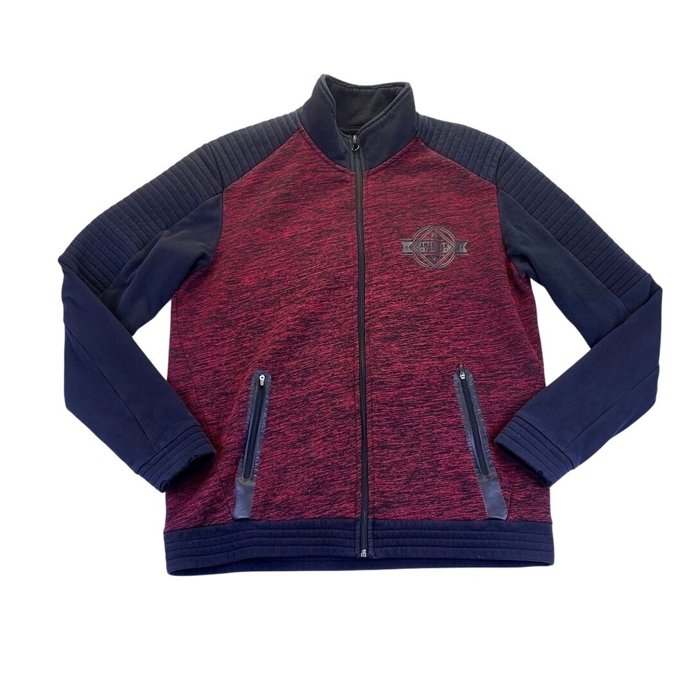 American Fighter Mens Full Zip Track Jacket M Burgundy Black Quilted Moto MMA